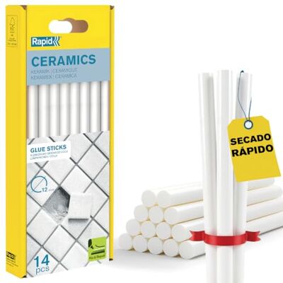Rapid Paquete de 14 Barras de Cola para Cerámica y Azulejos, Diámetro 12 mm x 190 mm, Color Blanco, Adecuadas para Porcelana, Materiales Porosos, Sellados, Sin Disolventes, Pegado Rápido Rapid Paquete de 14 Barras de Cola para Cerámica y Azulejos, Diámetro 12 mm x 190 mm, Color Blanco, Adecuadas para Porcelana, Materiales Porosos, Sellados, Sin Disolventes, Pegado Rápido