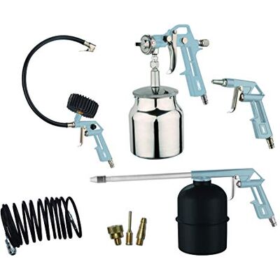ABAC Kit de herramientas neumáticas 8 piezas G-810AL-BL(Inflador de neumáticos con manómetro+Pistola Pulverizadora de Pintura 850ml+Pistola de aire+Pistola de lavado 900ml+Manguera en espiral+3 puntas ABAC Kit de herramientas neumáticas 8 piezas G-810AL-BL(Inflador de neumáticos con manómetro+Pistola Pulverizadora de Pintura 850ml+Pistola de aire+Pistola de lavado 900ml+Manguera en espiral+3 puntas