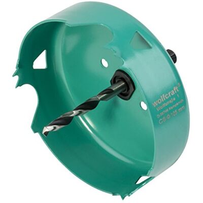 wolfcraft Sierra de corona de acero al carbono, Ø 105 mm I I Para instalaciones eléctricas y sanitarias en madera y materiales de obra en seco wolfcraft Sierra de corona de acero al carbono, Ø 105 mm I I Para instalaciones eléctricas y sanitarias en madera y materiales de obra en seco