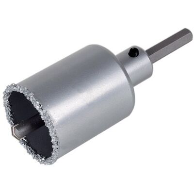 wolfcraft Corona de perforación recubierta de carburo de tungsteno, con adaptador I I Para instalaciones sanitarias y eléctricas en paredes de ladrillo y piedra; profundidad de corte: 55 mm wolfcraft Corona de perforación recubierta de carburo de tungsteno, con adaptador I I Para instalaciones sanitarias y eléctricas en paredes de ladrillo y piedra; profundidad de corte: 55 mm