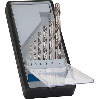 Bosch 6x Set de brocas helicoidales PRO Metal HSS-G para Metales no ferrosos, Acero, Ø 2,00, 3,00, 4,00, 5,00, 6,00, 8,00 mm, Accesorios Taladro/atornilladores perforadores Bosch 6x Set de brocas helicoidales PRO Metal HSS-G para Metales no ferrosos, Acero, Ø 2,00, 3,00, 4,00, 5,00, 6,00, 8,00 mm, Accesorios Taladro/atornilladores perforadores