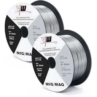 VECTOR WELDING Hilo de Soldar sin Gas 1,0 mm 1 kg, E71T-GS, 2 Unidades Hilo Tubular sin Gas, Bobina D100 Mandril de 16 mm, Baja Salpicadura, para Soldadoras MIG MAG VECTOR WELDING Hilo de Soldar sin Gas 1,0 mm 1 kg, E71T-GS, 2 Unidades Hilo Tubular sin Gas, Bobina D100 Mandril de 16 mm, Baja Salpicadura, para Soldadoras MIG MAG
