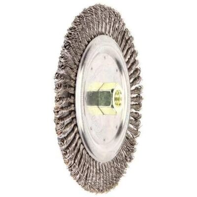 WEILER Dualife 5/8"-11 Arbor, tamaño de alambre de 0.020", 6-7/8" diámetro, 3/16" de ancho de la cara, cerdas de acero, cara muy estrecha, cepillo para rueda de alambre con nudo trenzado WEILER Dualife 5/8"-11 Arbor, tamaño de alambre de 0.020", 6-7/8" diámetro, 3/16" de ancho de la cara, cerdas de acero, cara muy estrecha, cepillo para rueda de alambre con nudo trenzado