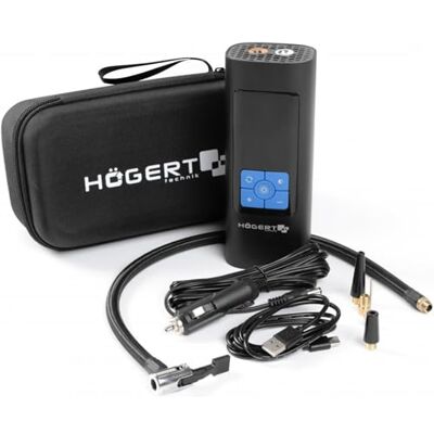 Högert Technik Bomba de aire eléctrica con batería portátil 145PSI 3 en 1, mini compresor con banco de energía y luz LED, compresor de aire móvil, bomba de bicicleta, colchón, cargador USB-C Högert Technik Bomba de aire eléctrica con batería portátil 145PSI 3 en 1, mini compresor con banco de energía y luz LED, compresor de aire móvil, bomba de bicicleta, colchón, cargador USB-C