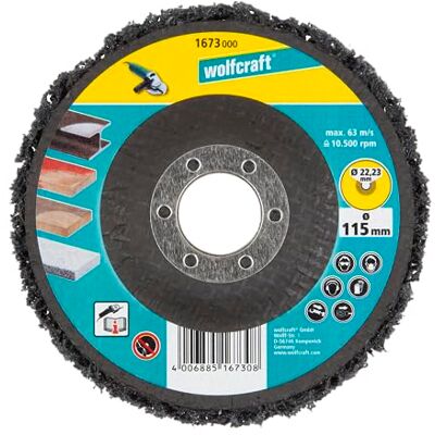 wolfcraft Disco de limpiar universal para amoladoras angulares, diámetro de 115 mm I I Para limpiar y eliminar el óxido en superficies lisas wolfcraft Disco de limpiar universal para amoladoras angulares, diámetro de 115 mm I I Para limpiar y eliminar el óxido en superficies lisas