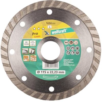 wolfcraft Disco de corte de diamante "Pro Turbo" para amoladoras angulares I wolfcraft Disco de corte de diamante "Pro Turbo" para amoladoras angulares I