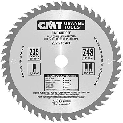 CMT ORANGE TOOLS Sierra circular 235x2.8x25 z 48 atb 15 grados CMT ORANGE TOOLS Sierra circular 235x2.8x25 z 48 atb 15 grados