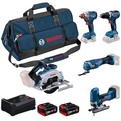 Bosch PRO 18V System Combo Kit: GSR 18V-65, GDX 18V-285, GKS 18V-57, GOP 18V-34, GST 18V-125 S, 2x GBA 5.0Ah, GAL 12V-18V-80, L-BAG Bosch PRO 18V System Combo Kit: GSR 18V-65, GDX 18V-285, GKS 18V-57, GOP 18V-34, GST 18V-125 S, 2x GBA 5.0Ah, GAL 12V-18V-80, L-BAG