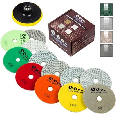 POLISHSURF Juego de 7 almohadillas de pulido de diamante para hormigón, mármol, cuarzo, piedra, encimera, granito, pulido POLISHSURF Juego de 7 almohadillas de pulido de diamante para hormigón, mármol, cuarzo, piedra, encimera, granito, pulido