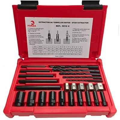 FORZA JUEGO DE EXTRACTOR DE TORNILLOS ROTOS MÁS BROCAS FORZA JUEGO DE EXTRACTOR DE TORNILLOS ROTOS MÁS BROCAS
