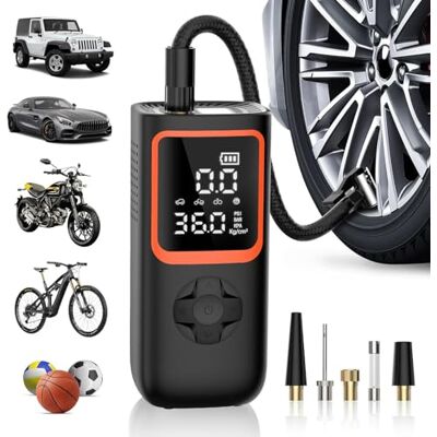 Carehabi Compresor Aire Portatil- 6000mAh & 150PSI Inflador Electrico para Neumáticos de Coche con Manómetro y Luz LED, 2X Inflado Más Rápido Inflador Ruedas Coche Carehabi Compresor Aire Portatil- 6000mAh & 150PSI Inflador Electrico para Neumáticos de Coche con Manómetro y Luz LED, 2X Inflado Más Rápido Inflador Ruedas Coche
