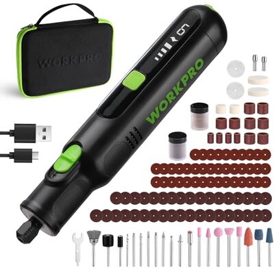 WORKPRO Amoladora Inalámbrica 7,2V, Multiherramienta con 117 Accesorios Herramienta Rotativa con 6 Velocidades Variables 30000 RPM, Bolsa de Almacenamiento, para Cortar, Esmerilar, Grabar, Perforar WORKPRO Amoladora Inalámbrica 7,2V, Multiherramienta con 117 Accesorios Herramienta Rotativa con 6 Velocidades Variables 30000 RPM, Bolsa de Almacenamiento, para Cortar, Esmerilar, Grabar, Perforar