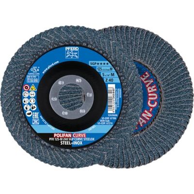 PFERD Disco de láminas Polifan Curve, 2 unidades, diámetro de 125 mm, ancho M (11 mm), Z40, SGP STEELOX para el mecanizado preciso de costuras de empalme PFERD Disco de láminas Polifan Curve, 2 unidades, diámetro de 125 mm, ancho M (11 mm), Z40, SGP STEELOX para el mecanizado preciso de costuras de empalme