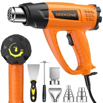 SEEKONE 2000W Pistola de Calor, 60℃-600℃ Pistola de Aire Caliente de Temperatura Variable, Kit Decapador con 7 Accesorios, Núcleo de Cerámica para Soldar, Quitar Pintura y Calentar SEEKONE 2000W Pistola de Calor, 60℃-600℃ Pistola de Aire Caliente de Temperatura Variable, Kit Decapador con 7 Accesorios, Núcleo de Cerámica para Soldar, Quitar Pintura y Calentar