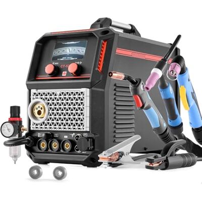 VEVOR Máquina de Soldadura Combinada 5 en 1, Corte, TIG, MIG, MIG/MMA, Plasma sin Contacto de 50 A y Soldadura Sinérgica de 200 A, Compatible con Pistola de Carrete, 490 x 230 x 380 mm, Negro VEVOR Máquina de Soldadura Combinada 5 en 1, Corte, TIG, MIG, MIG/MMA, Plasma sin Contacto de 50 A y Soldadura Sinérgica de 200 A, Compatible con Pistola de Carrete, 490 x 230 x 380 mm, Negro