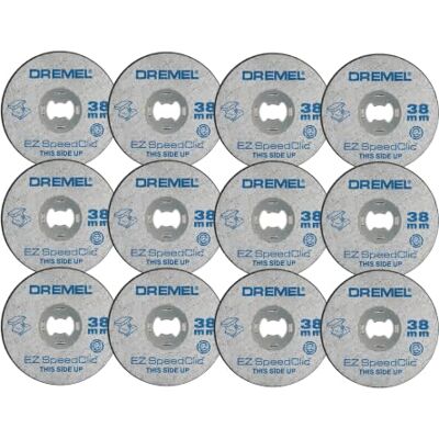Dremel EZ SpeedClic SC456B Paquete de 12 discos de corte de metal, 12 discos de corte con 38 mm de diámetro para herramientas rotativas Dremel EZ SpeedClic SC456B Paquete de 12 discos de corte de metal, 12 discos de corte con 38 mm de diámetro para herramientas rotativas