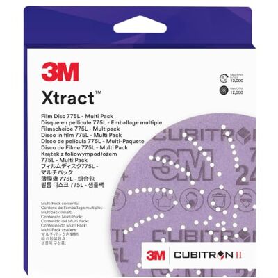 3M Xtract Cubitron II Disco de film 775L, , 127 mm, 15/paq, múltiple El paquete incluye 3 discos por grano: 500+, 600+, 800+, 1000+ 3M Xtract Cubitron II Disco de film 775L, , 127 mm, 15/paq, múltiple El paquete incluye 3 discos por grano: 500+, 600+, 800+, 1000+
