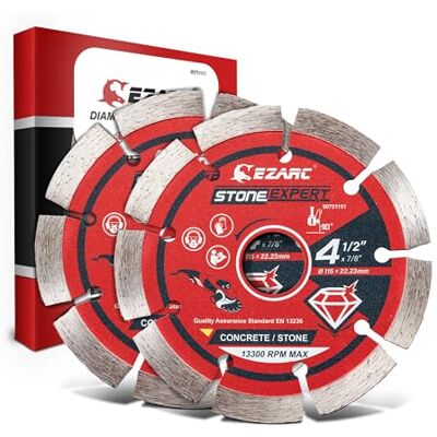 EZARC Disco de Diamante 115mm, 2 Piezas Disco de Corte de Diamante Segmentado para Separar y Cortar Materiales de Construcción, Granito Piedra Ladrillo Mármol EZARC Disco de Diamante 115mm, 2 Piezas Disco de Corte de Diamante Segmentado para Separar y Cortar Materiales de Construcción, Granito Piedra Ladrillo Mármol