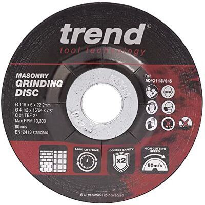 Trend Disco de desbaste para piedra de manpostería para amoladora angular, 115 m de diámetro, corte delgado de 6 mm, , paquete de 10 Trend Disco de desbaste para piedra de manpostería para amoladora angular, 115 m de diámetro, corte delgado de 6 mm, , paquete de 10