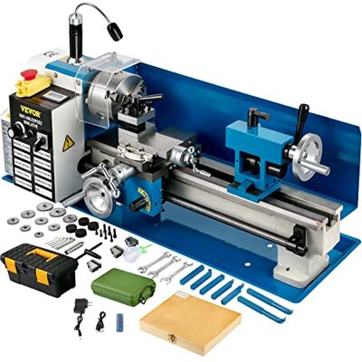 VEVOR Mini Torno de Metal 550W 7"x14" 0-2500 RPM Fresadora Con Hilo en Pulgadas 12-52 TPI y Rosca Métrica 0,5-2,5 mm Para Metales Blandos, Aluminio, Cobre, Vidrio VEVOR Mini Torno de Metal 550W 7"x14" 0-2500 RPM Fresadora Con Hilo en Pulgadas 12-52 TPI y Rosca Métrica 0,5-2,5 mm Para Metales Blandos, Aluminio, Cobre, Vidrio