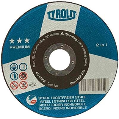 TYROLIT 42 Disco de corte acodado, tejido Conexión, medidas 178 x 3,0 x 22,23, VE: 25 unidades, 1 unidades, TYROLIT 42 Disco de corte acodado, tejido Conexión, medidas 178 x 3,0 x 22,23, VE: 25 unidades, 1 unidades,