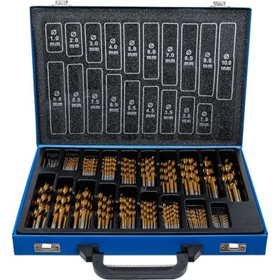 BGS Juego de brocas espirales HSS nitrurado de titanio 1 10 mm 170 piezas BGS Juego de brocas espirales HSS nitrurado de titanio 1 10 mm 170 piezas