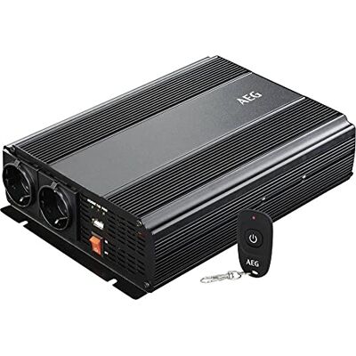 AEG Automotive Inversor de Voltaje sinusoidal Modificado de 1000 W, 12 V CC a 230 V CA, con Mando a Distancia, inversor de Corriente AEG Automotive Inversor de Voltaje sinusoidal Modificado de 1000 W, 12 V CC a 230 V CA, con Mando a Distancia, inversor de Corriente