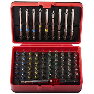 KRINO Juego 71 piezas puntas multicolores para atornillar, rojo KRINO Juego 71 piezas puntas multicolores para atornillar, rojo