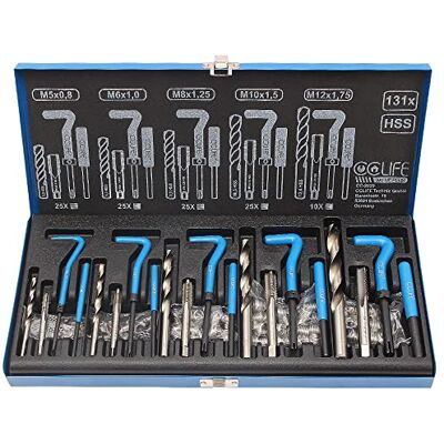 CCLIFE Juego de Reparación de Roscas Kit Helicoil 131 Piezas M5 M6 M8 M10 M12 CCLIFE Juego de Reparación de Roscas Kit Helicoil 131 Piezas M5 M6 M8 M10 M12