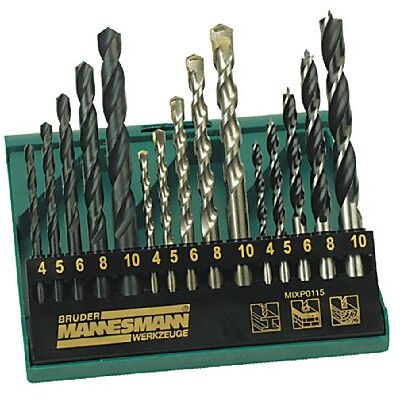 Mannesmann Juego de 15 brocas para taladro profesional Mannesmann Juego de 15 brocas para taladro profesional