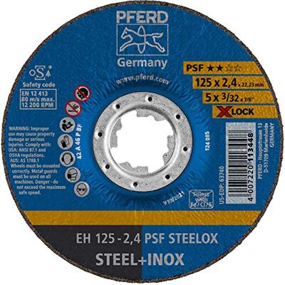 PFERD Disco de corte, 25 unidades, 125 x 2,4 mm, acodado, X-Lock (22,23 mm), PSF STEELOX, – para cambio rápido y cómodo de herramientas PFERD Disco de corte, 25 unidades, 125 x 2,4 mm, acodado, X-Lock (22,23 mm), PSF STEELOX, – para cambio rápido y cómodo de herramientas