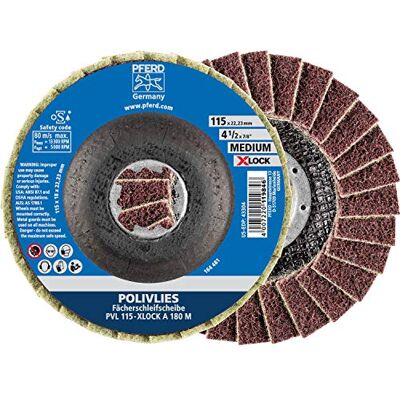 PFERD Disco abanico de Poliviles, 5 unidades, 115 mm, A180, medio, X-Lock (22,23 mm), , para cambio rápido y cómodo de herramientas PFERD Disco abanico de Poliviles, 5 unidades, 115 mm, A180, medio, X-Lock (22,23 mm), , para cambio rápido y cómodo de herramientas
