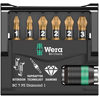 Wera Bit-Check 7 PZ Diamond 1 SB, 7 piezas Wera Bit-Check 7 PZ Diamond 1 SB, 7 piezas