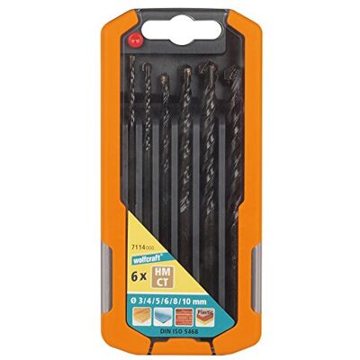 wolfcraft Juego de brocas universales con filo de carburo de tungsteno, Ø 3–10 mm, 6 piezas I I Para taladrar madera, piedra, metal y plástico wolfcraft Juego de brocas universales con filo de carburo de tungsteno, Ø 3–10 mm, 6 piezas I I Para taladrar madera, piedra, metal y plástico