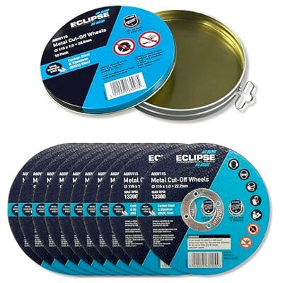 ECLIPSE Professional Tools Discos de Corte Ultrafinos 115x1,0 mm-Cortes de Precisión, Calor Mínimo, Pérdida Reducida de Material, Ideal para Metal, Cerámica, Vidrio y Composites-Paquete Discos ECLIPSE Professional Tools Discos de Corte Ultrafinos 115x1,0 mm-Cortes de Precisión, Calor Mínimo, Pérdida Reducida de Material, Ideal para Metal, Cerámica, Vidrio y Composites-Paquete Discos