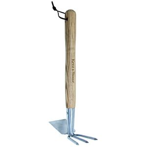 Kent & Stowe Azada Doble de Acero Inoxidable para airear el Suelo, con Mango de Madera de Fresno, 37 cm Kent & Stowe Azada Doble de Acero Inoxidable para airear el Suelo, con Mango de Madera de Fresno, 37 cm