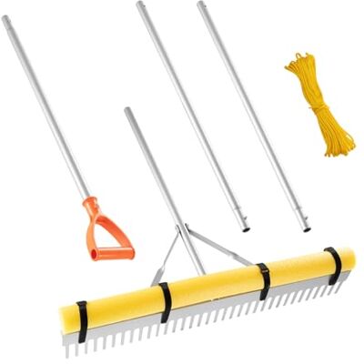VEVOR Rastrillo de Aluminio, Cabezal 914 mm, Mango 2590 mm, Herramienta Grande para Jardinería, Aflojamiento de Tierra, Jardinería, Grava de Estanques y Cuidado del Césped de Playa, 34 Dientes VEVOR Rastrillo de Aluminio, Cabezal 914 mm, Mango 2590 mm, Herramienta Grande para Jardinería, Aflojamiento de Tierra, Jardinería, Grava de Estanques y Cuidado del Césped de Playa, 34 Dientes
