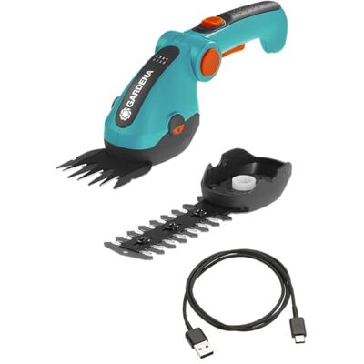 Gardena Set de Tijeras cortacésped y para setos con batería ComfortCut Li: Tijeras cortacésped para Bordes y setos, Mango ergonómico, indicador de batería LED, Cuchillas extraíbles (9888-20) Gardena Set de Tijeras cortacésped y para setos con batería ComfortCut Li: Tijeras cortacésped para Bordes y setos, Mango ergonómico, indicador de batería LED, Cuchillas extraíbles (9888-20)