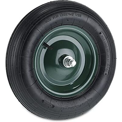 Relaxdays Rueda Carretilla 4.80 4.00-8, Rueda Neumática de Recambio, Llanta Acero, con Eje, hasta 120 kg, Negro y Verde Relaxdays Rueda Carretilla 4.80 4.00-8, Rueda Neumática de Recambio, Llanta Acero, con Eje, hasta 120 kg, Negro y Verde