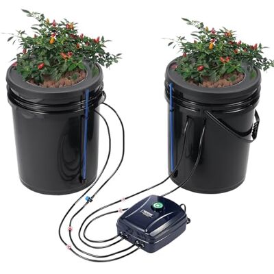 VEVOR DWC Sistema de Cultivo hidropónico, Kit de Goteo Superior, Cultivo en Agua Profunda de 20 l, 2 Cubos, con Bomba de Aire, Piedras de Aire, Dispositivo de Nivel de Agua, para Verduras de Hoja VEVOR DWC Sistema de Cultivo hidropónico, Kit de Goteo Superior, Cultivo en Agua Profunda de 20 l, 2 Cubos, con Bomba de Aire, Piedras de Aire, Dispositivo de Nivel de Agua, para Verduras de Hoja
