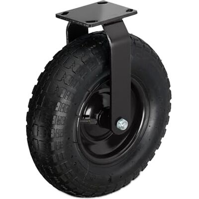 Relaxdays Rueda Fija, 3.50-4, Carga 120 kg, Goma, Placa de Acero, neumática, Rueda para Cargas Pesadas, Negro Relaxdays Rueda Fija, 3.50-4, Carga 120 kg, Goma, Placa de Acero, neumática, Rueda para Cargas Pesadas, Negro