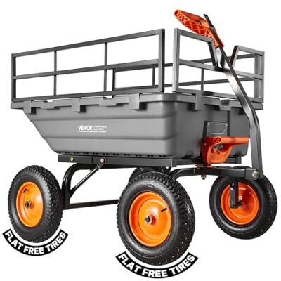 VEVOR Carro de Jardín Basculante 680 kg de Carga, Carretilla de Transporte con Valla Metálica Desmontable Mango Flexible Ruedas Todo Terreno, Carrito de Mano para Jardinería Herramientas Construcción VEVOR Carro de Jardín Basculante 680 kg de Carga, Carretilla de Transporte con Valla Metálica Desmontable Mango Flexible Ruedas Todo Terreno, Carrito de Mano para Jardinería Herramientas Construcción