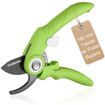 WORKPRO Tijeras de Podar Bypass 180 mm, Podadora Profesional con Hoja SK5 para Ramas Frescas, Herramienta de Jardín Ideal para Injerto, Poda y Cosecha, Tijeras de Jardinería WORKPRO Tijeras de Podar Bypass 180 mm, Podadora Profesional con Hoja SK5 para Ramas Frescas, Herramienta de Jardín Ideal para Injerto, Poda y Cosecha, Tijeras de Jardinería