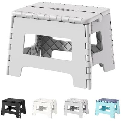 Cetomo Taburete Plegable de plástico de 21 cm, Taburete de Cocina Plegable para Adultos, escalón Plegable Resistente, Taburete portátil para Dormitorio, Color Gris, 1 Unidad Cetomo Taburete Plegable de plástico de 21 cm, Taburete de Cocina Plegable para Adultos, escalón Plegable Resistente, Taburete portátil para Dormitorio, Color Gris, 1 Unidad