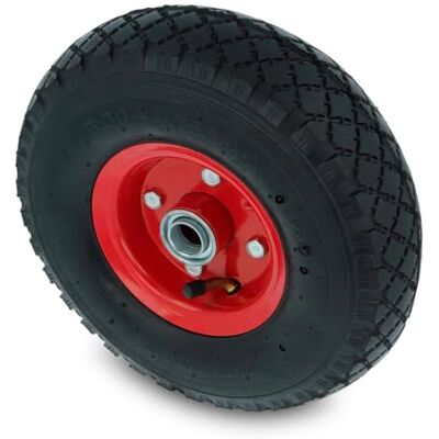 Amig Rueda Neumática para Carretillas o Carros de Almacén con Cámara de Aire, Llantas en Color Rojo y Rodamientos de Bolas Diámetro Ø260 x 85 mm · Peso Máximo 150 kg Amig Rueda Neumática para Carretillas o Carros de Almacén con Cámara de Aire, Llantas en Color Rojo y Rodamientos de Bolas Diámetro Ø260 x 85 mm · Peso Máximo 150 kg