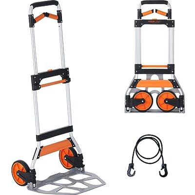 VEVOR Carretilla de Mano Plegable de Aluminio Carga de 140 kg Carro de Mano de Alta Resistencia con Ruedas de Goma Mango Telescópico para Transporte Doméstico, Mercancías de Almacén Supermercado VEVOR Carretilla de Mano Plegable de Aluminio Carga de 140 kg Carro de Mano de Alta Resistencia con Ruedas de Goma Mango Telescópico para Transporte Doméstico, Mercancías de Almacén Supermercado
