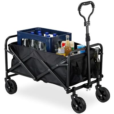 Relaxdays Carretilla Jardín, Plegable, 100 kg, Mango Telescópico, Ruedas Goma, Carro para Comprar, Camping, Playa, Negro Relaxdays Carretilla Jardín, Plegable, 100 kg, Mango Telescópico, Ruedas Goma, Carro para Comprar, Camping, Playa, Negro