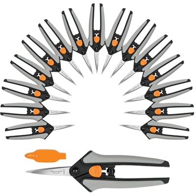 Fiskars Juego de 15 tijeras de podar de micropuntas, cuchillas de acero inoxidable de precisión, asas de agarre suave para cortar y dar forma a plantas pequeñas Fiskars Juego de 15 tijeras de podar de micropuntas, cuchillas de acero inoxidable de precisión, asas de agarre suave para cortar y dar forma a plantas pequeñas