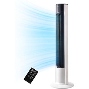 Midea Ventilador de torre con motor de cobre resistente, suministro de aire interior, mando a distancia, temporizador de 7 horas, pantalla táctil y panel de control, tres modos y tres Midea Ventilador de torre con motor de cobre resistente, suministro de aire interior, mando a distancia, temporizador de 7 horas, pantalla táctil y panel de control, tres modos y tres