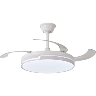 NARVI Ventilador de Techo Control Remoto 3 Palas Transparentes Iluminación LED Ajustable 60W Motor DC Eficiente Función Invierno/Verano Blanco NARVI Ventilador de Techo Control Remoto 3 Palas Transparentes Iluminación LED Ajustable 60W Motor DC Eficiente Función Invierno/Verano Blanco